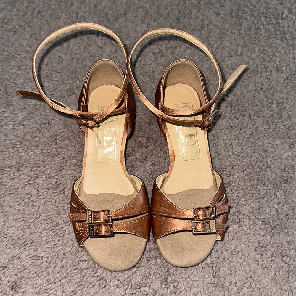 Girls Metallic Bronze Ankle-Strap Sandals